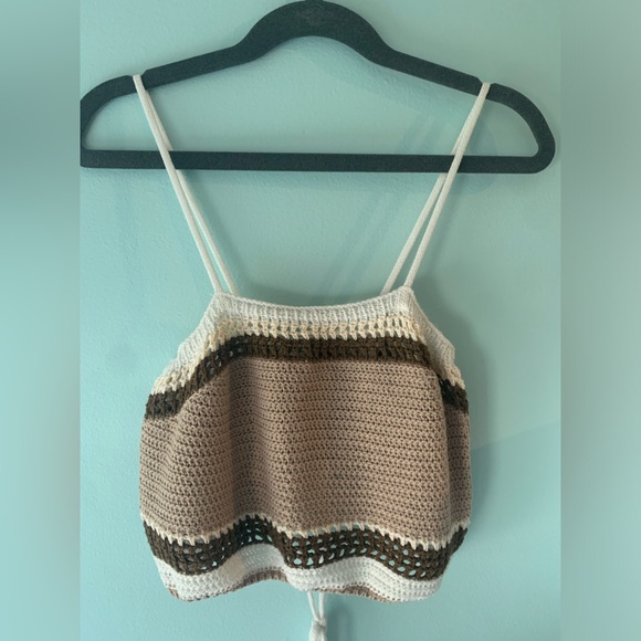 Brown cropped knit tank - Picture 1 of 2